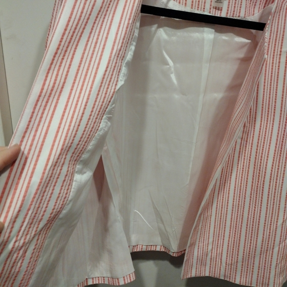 Nine West Women's Red & White Striped Ruffle Sleeve Blazer Jacket Sz 14 Career - Picture 7 of 8